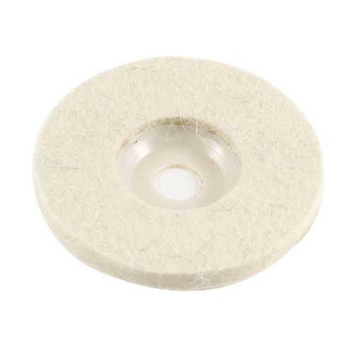 Off white plastic frame wool felt polishing disc wheel pad 100mmx9mmx16mm for sale