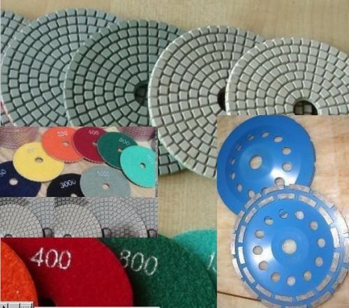 7 inch diamond polishing pad 35 pcs &amp; 6 pieces grinding cup wheel stone concrete for sale