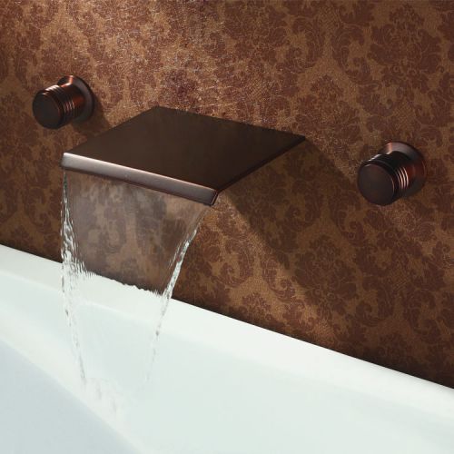 Modern Waterfall Wall Mount Oil Rubbed Bronze Bathroom Faucet Tap Free Shipping