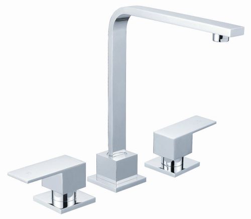 Ex-display * square kitchen sink tap set 1/4 turn (3 hole) dual handles -wels for sale