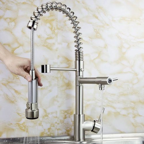 New Modern Pull Out Spray Kitchen Faucet in Brushed Nickel Finish Free Shipping