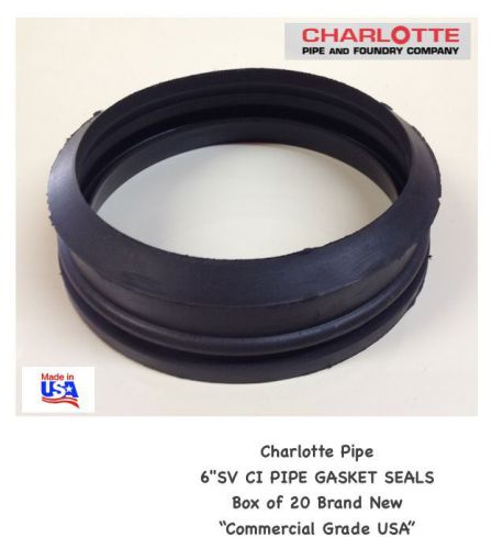 ** box of 20 **  charlotte pipe castiron gasket seal - sv 6&#034; -  usa made for sale