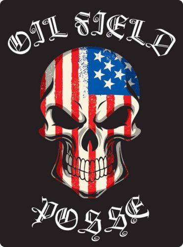 OILFIELD POSSE USA FLAG SKULL 2&#034; Hard Hat Sticker Decal ROUGHNECK FREE SHIPPING!