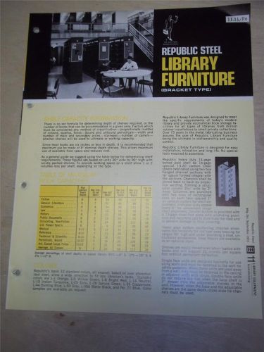 Republic Steel Corp Brochure~Library Furniture~Shelving~Catalog