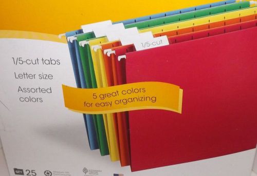 Smead  Hanging Folders Assorted Colors 25 QTY 1/5 cut tabs
