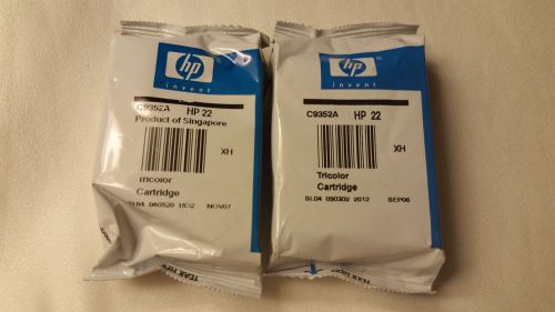 (2) TWO Genuine HP 22 Tricolor Ink Cartridges EXP AUG 2015