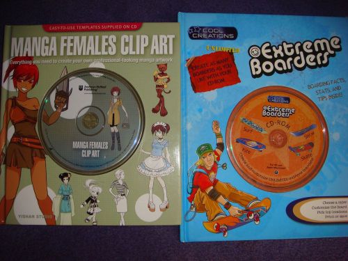 Manga females clip art templates &amp; extreme boarders books &amp; cd create/customize for sale
