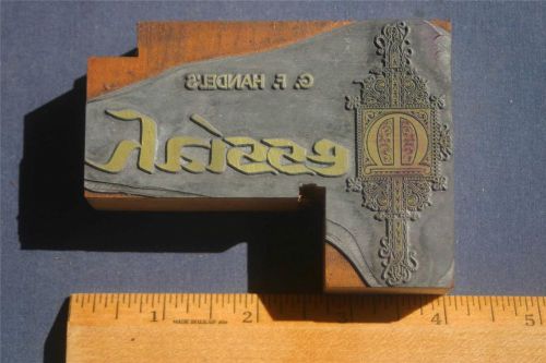 Letterpress Printing Block G.F. Handel&#039;s Messiah Logo Emblem Detailed   (005)
