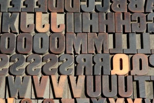 81pc Vintage Letterpress Printers Wood Type Upper Case Sans Serif Font