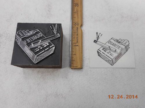 Letterpress Printing Printers Block, Cigarette Pack with Burning Cigarette