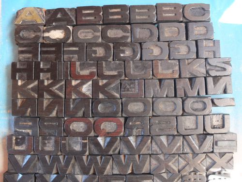 1.37&#034; - 97 pcs - OLD EXTENDED WOOD LETTERPRESS wood alphabet