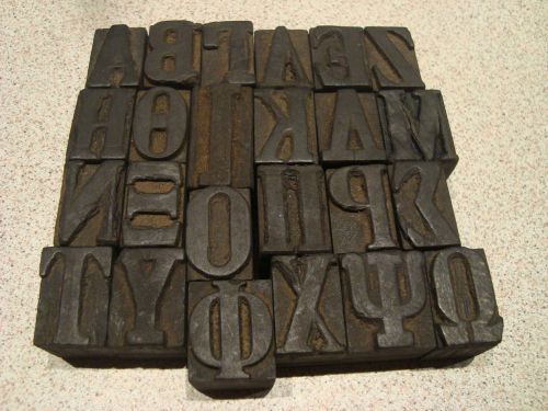 Greece antique Greek alphabet 24 wood letter press printing blocks type fonts -a