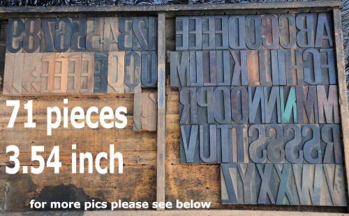 letterpress wood printing blocks 71 pcs 3.54&#034; tall alphabet type woodtype ABC