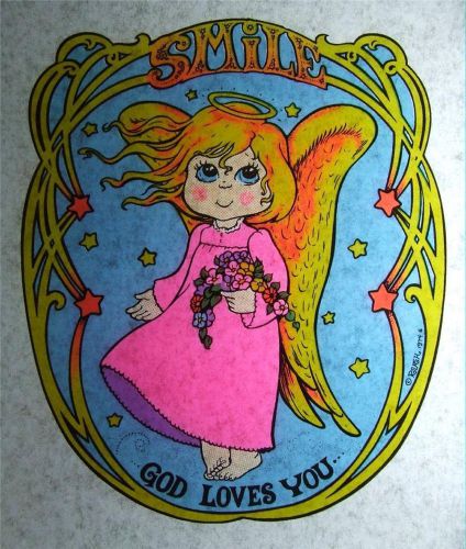 Lot of 11 Vintage 1970&#039;s ROACH Day-Glo Heat Transfers God Loves You Smile Angel