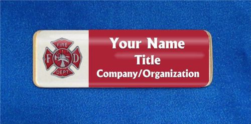 Firefighter Custom Personalized Name Tag Badge ID Fire Dept Fireman Seal Silver