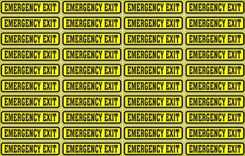 LOT OF 40 GLOSSY STICKERS, EMERGENCY EXIT, FOR INDOOR OR OUTDOOR USE