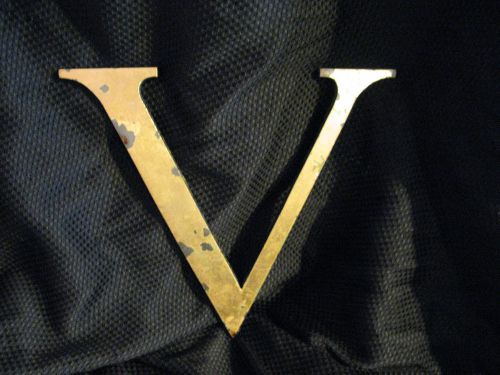 Vintage Gilded Dimensional Cut Letter V. 10&#034; High. Non-Ferrous Aluminum