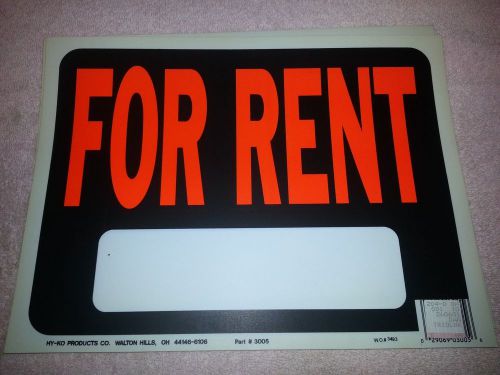 3 FOR RENT plastic signs Hy-ko #3005 9&#034; x 12&#034;