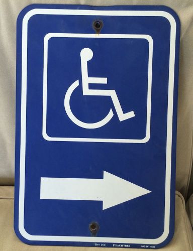 handicap parking or handicap entrance metal sign - right arrow - 12&#034; x 18&#034;