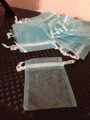 Aqua Organza Bag (Lot 20) for Gifts, Jewelry, Party Favors, etc.  4 3/8&#034; x 3.5&#034;