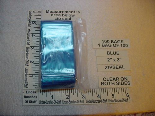100 2&#034; x 3&#034; blue 2m plastic zipseal bags new for sale