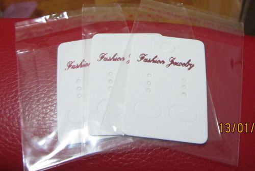 15 White Earring Display Cards With Seal-able Cellophane Bags NEW