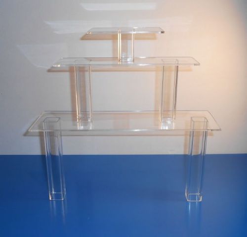 3 acrylic display risers - (4 x 12 x 6) - (3 x 9 x 4) - (3 x 4.5 x 2) - new for sale