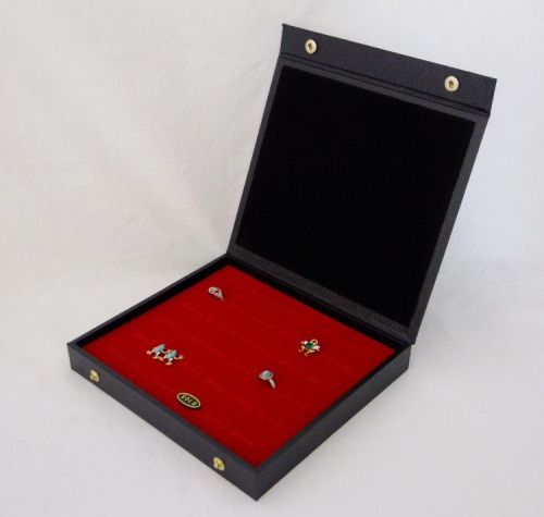 36 RING TEXTURED TOP DISPLAY CASE WITH SNAP CLOSURE RED