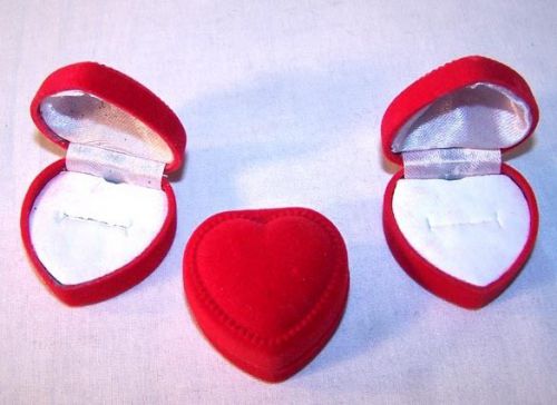 20 HEART SHAPED RING JEWELRY DISPLAY BOXES cases bulk holder for rings velvet