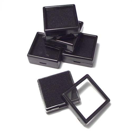 6 Jewelry &amp; Gemstone Gem Jar Box Square Transparency Acrylic Top  Foam  Black