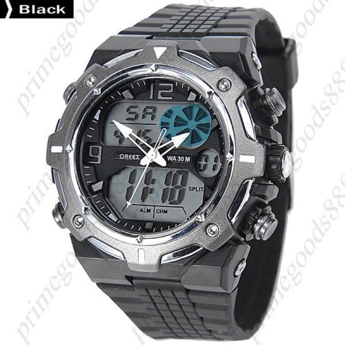 3ATM Digital Wrist Quartz Analog Date Alarm Men&#039;s Wristwatch Free Shipping Black