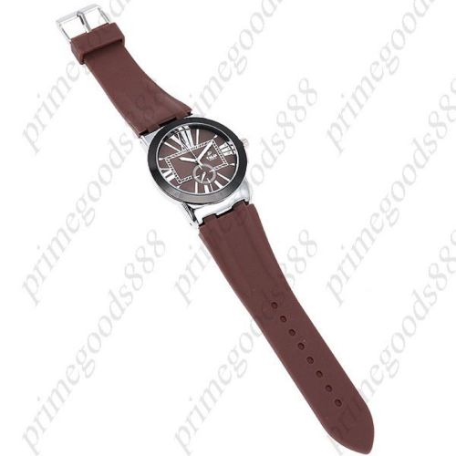 Silica Gel False Sub Dial Quartz Wrist Men&#039;s Wristwatch Free Shipping Brown