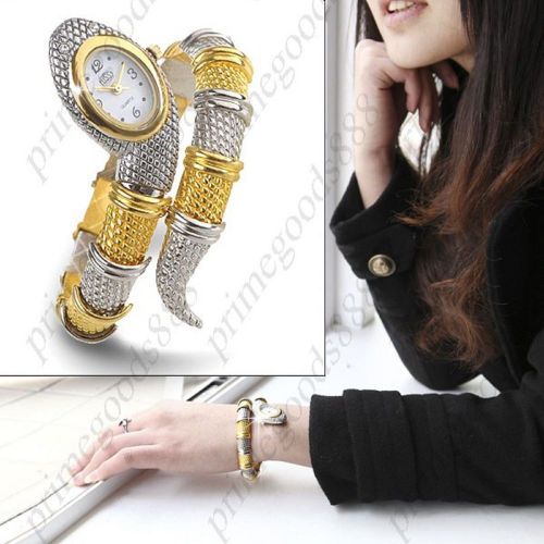 Chic snake shaped analog bangle watch bracelet wrist watch timepiece for lady for sale