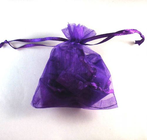 100x Solid Dark Purple Organza Bag Pouch for Xmas Gift 20x30cm (7.8x11.8inch) AA