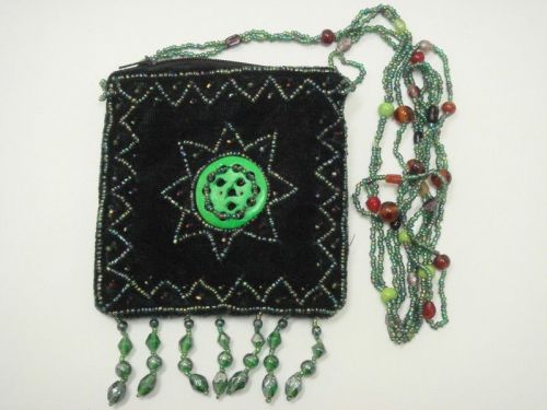 Green handmade zipper top jewelry gift pouch bag #f-1066c for sale