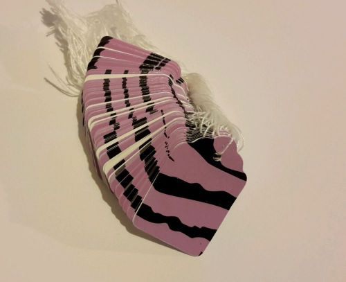 100 1 x 1 5/8&#034; Lavender Zebra print price tags with string