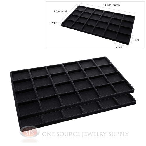 2 Insert Tray Liners Black W/ 24 Compartments Drawer Organizer Jewelry Displays