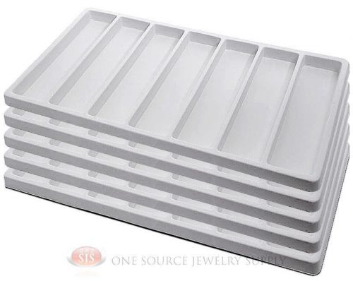 5 white insert tray liners with 7 slot each drawer organize jewelry displays for sale