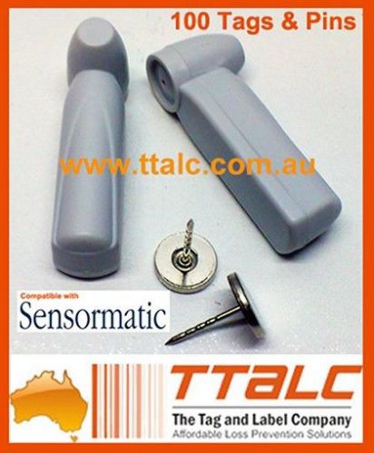 100 x 58Khz AM EAS Hard Tags &amp; Pins for Sensormatic Anti Shop Theft Systems