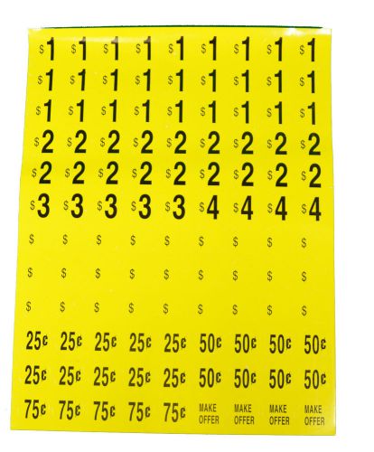Set of 864 Bright Yellow Price Stickers Garage Yard Sale Business Supply (4pks)