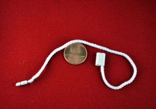 7&#034; 500 white seal hang tags round nylon string snap lock loop pins fastener ties for sale