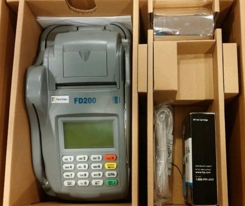 Brand new first data fd200 001302020 terminal receipt printer msr check reader for sale