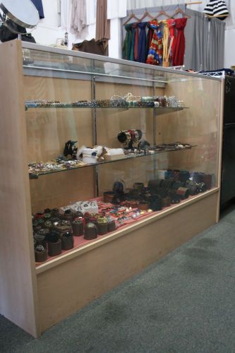 Display case  48&#034; maple, 2 glass shelves, good condition