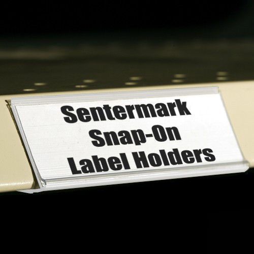 White snap on label holders 4&#034;x1.25&#034; for flat front metal shelving - pack of 25 for sale