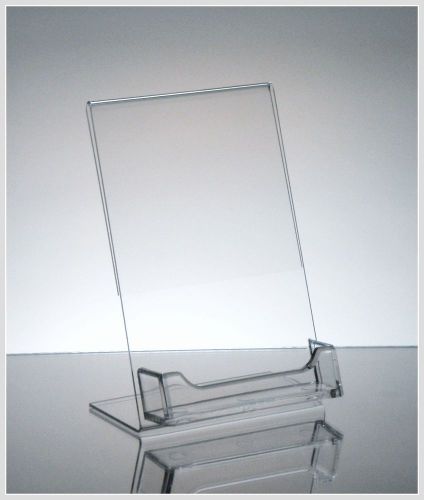 250 Acrylic 4&#034; x 6&#034; Slanted Picture Frame with Attached Business Card Holder