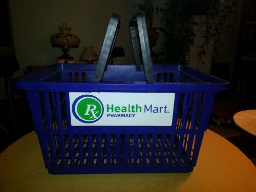 Blue Advertising Hard Plastic Shopping Basket for RX HEALTH MART PHARMACY