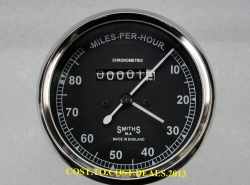 VINTAGE SMITHS BLACK SPEEDOMETER BSA ROYAL ENFIELD NORTON 0-80 MPH BRAND NEW