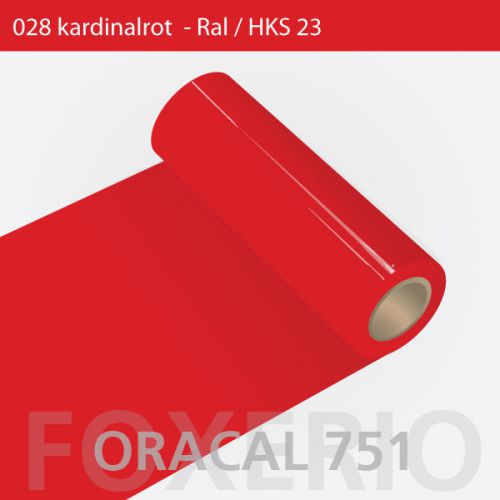 028 cardinal red Oracal 751 cast 5-50m 63cm glossy adhesive film plotter