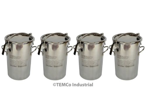 4x TEMCo 10 Liter 2.5 Gallon Stainless Steel Milk Can Wine Pail Bucket Tote Jug