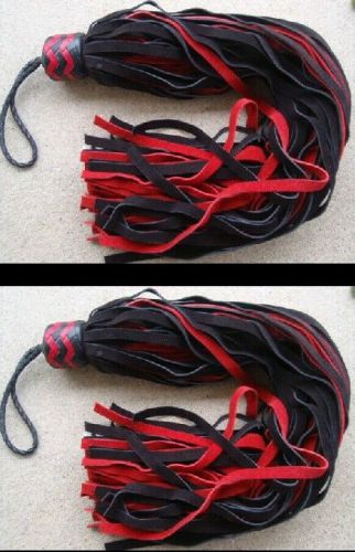 Set *2* FLORENTINE KNOB Leather Flogger Whip RED 72 TAILS - HORSE TRAINER TOOL
